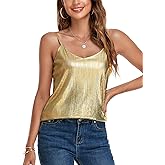 VIDUSSA Womens Tank Tops V Neck Sparkle Cami Top Sleeveless Shirts Blouses