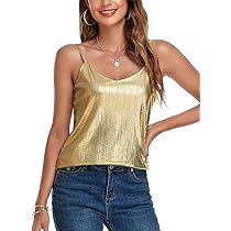 VIDUSSA Womens Camisole Dressy Glitter Tank Tops V Neck