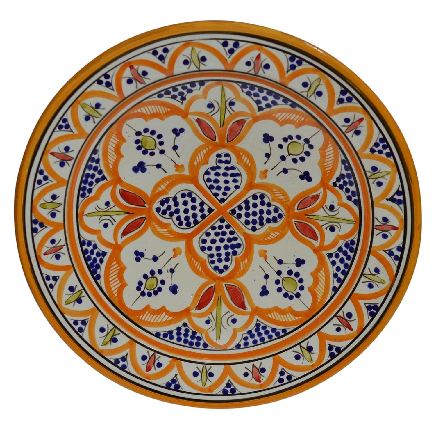Ceramic Plates Moroccan Handmade Serving Wall Hanging Exquisite Colors Decorative 14 inches Diameter