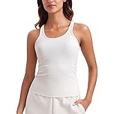 CRZ YOGA Womens Ribbed Modal Casual Tank Racerback Thin Strap Basic Sleeveless Shirts Going Out Fitted Workout Tops