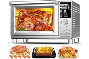 Nuwave Bravo Pro Smart Oven, 35% Crispier Results w/Less Oil, Adjustable Temps from 50F-500F, 100% Faster Fan, Interactive Co