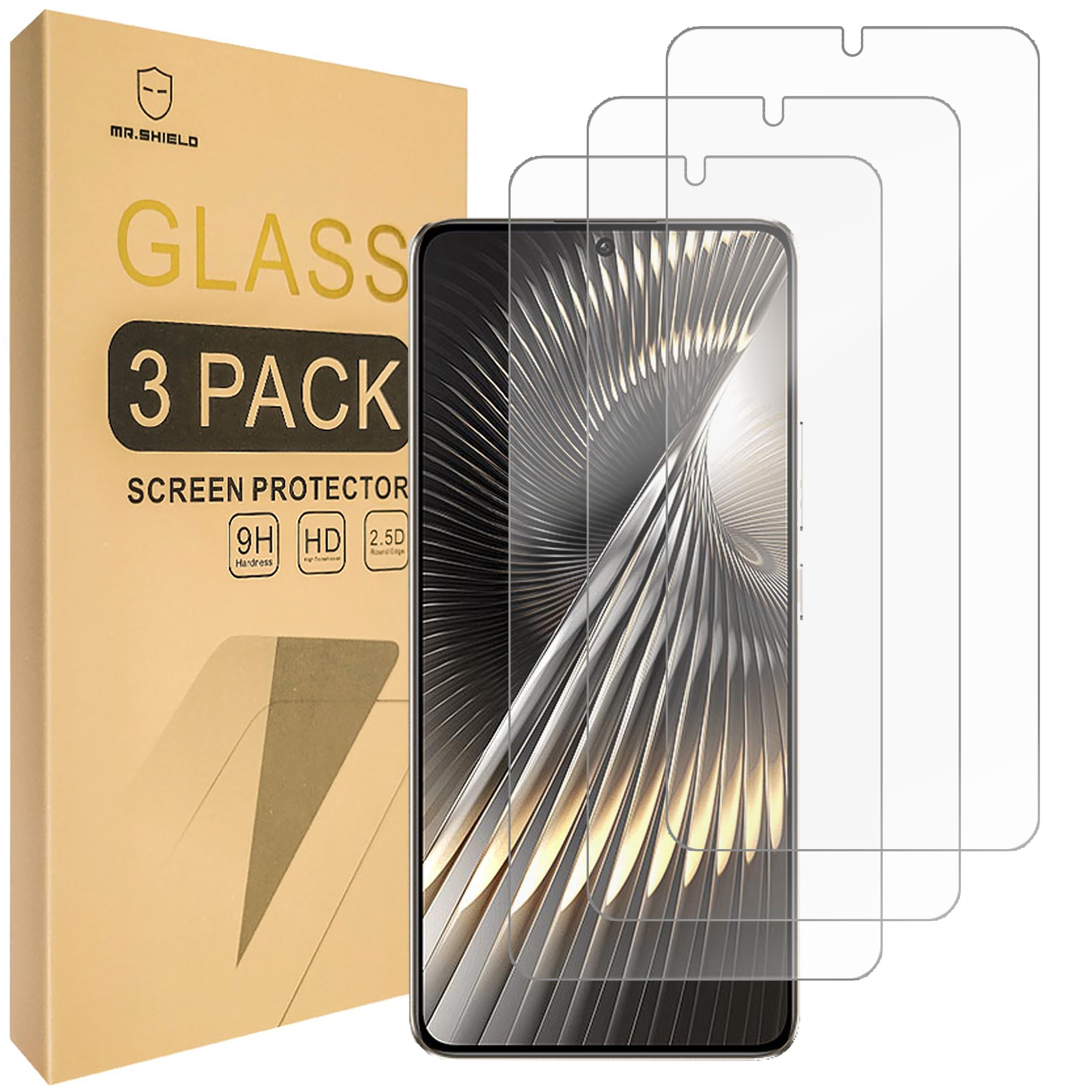 Photo 1 of Mr.Shield Screen Protector compatible with Xiaomi Poco F6 / Redmi Turbo 3 [Tempered Glass] [3-PACK] [Japan Glass with 9H Hardness]