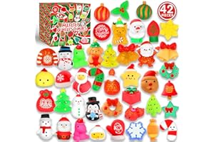 PHIMOTA Christmas Party Favors, 42 Pcs Mochi Squishy Toys Squishies for Kids, Stress Relief Toys for Christmas Goodie Bags Treats Decorations Classroom Prizes Birthday Gift Toys Pack