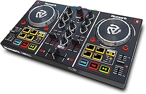 Numark Party Mix | Complete DJ Controller Set for Serato DJ with 2 Decks, Party Lights, Headphone Output, Performance Pads and Crossfader / Mixer
