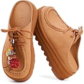 COMJUY 100% Genuine Suede Platform Mules for Women Potato Shoes Style Women Clogs Slip On Chunky Sole Arch Support Non Slip Slides