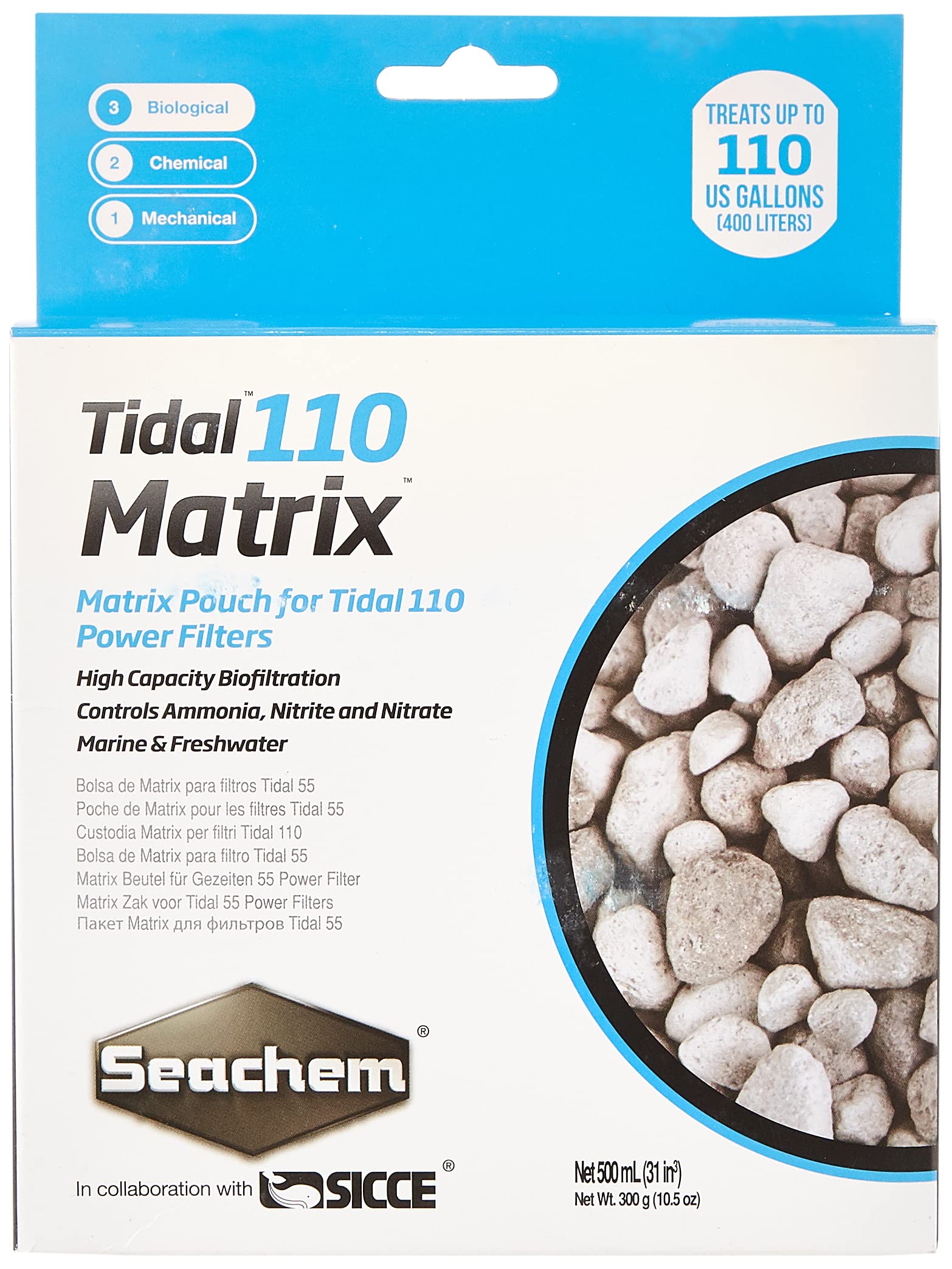 Seachem Matrix High Capacity Biofilter - Marine and Freshwater Tidal Filtration,White