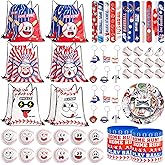122 Pcs Baseball Party Favors for Kids - Themed Goodie Bag Set with 12 Funny Face Drawstring Bags & Stress Balls, Pull Back Cars, Wristbands, Slap Bracelets, Keychains, Stickers for Party Supplies