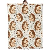 Bidesk Adorable Hedgehog & Daisies Blanket Ultra-Soft Flannel Throw Blanket, Cozy & Warm Yet Lightweight Blankets for Couch, Bed, Travel, Fuzzy Outdoor Comfort Wrap, for Women Adults Kids 60"x50"