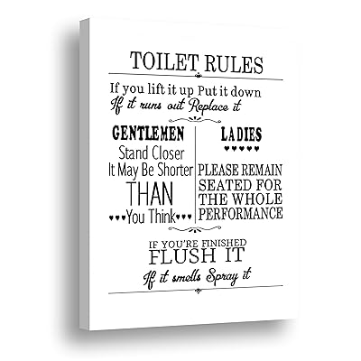 Buy Bathroom Rules Funny Wall Art For Half Bath Cute Picture Laugh Or Humor For Guest Bathrooms 11x14 Inch White Canvas With Black Print Ready To Hang Picture For Farmhouse Wall Online In