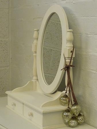 Anna Pale Cream Oval Dressing Table Swing Mirror With Drawers