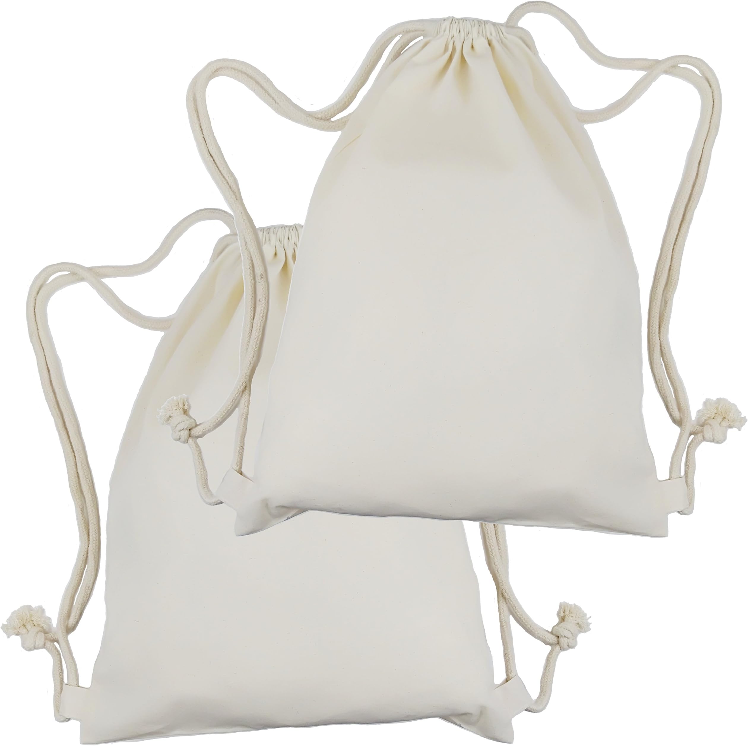 DIY - Drawstring Cotton Backpack Bag - Set Of 2 - Best For Coloring and Embroidering