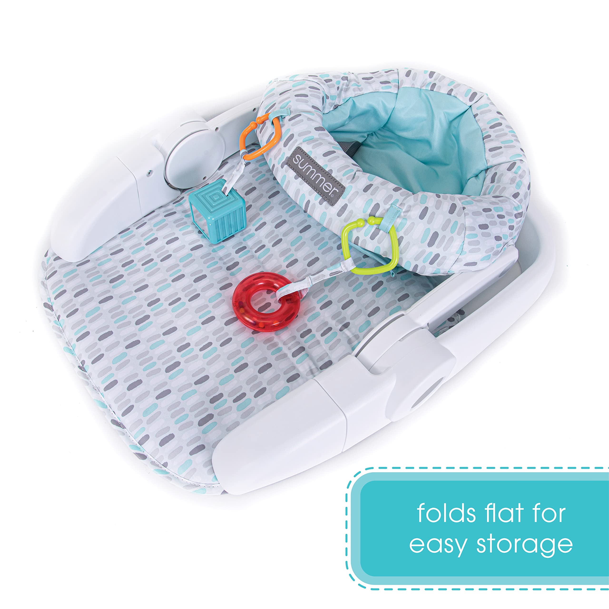 Summer Infant Learn-to-Sit 2-Position Floor Seat (Rolling Stones) – Sit Baby Up in This Adjustable Baby Activity Seat Appropriate for Ages 4-12 Months – Includes Toys