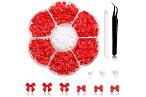 RODAKY 300Pcs Bow Nail Charms and Flatback Pearls,Red Bowknot 3D Cute Nail Charms for Acrylic Nail Supplies Design,3-5mm White Half Pearls for Nail Jewelry DIY Crafts Nail Art Decoration Accessories