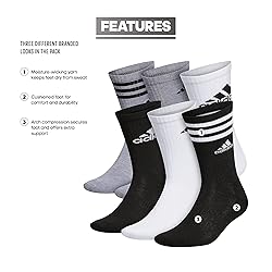 adidas Men's Athletic 6-Pack, Cushioned Crew Socks