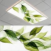 2 Pack Fluorescent Light Covers- 4 x 2 Feet Magnetic Ceiling Light Cover Room Supplies (Green Leaves)