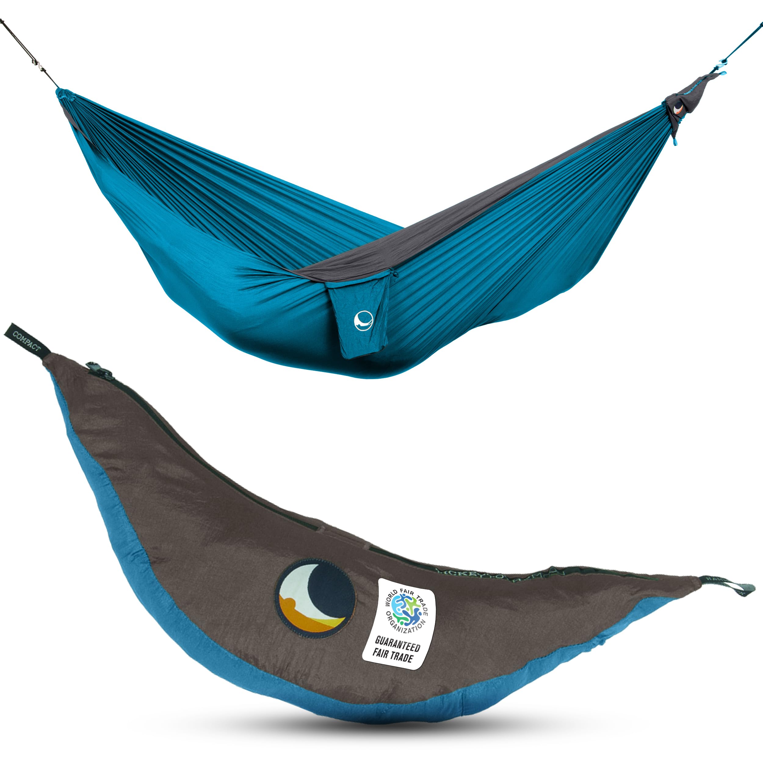 Ticket to the Moon Original Hammock - Aqua/Dark Grey (2021), (3.2x2m / 10.5x6.56’)
