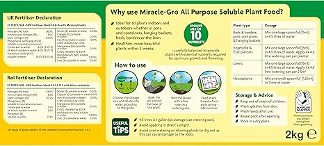 Miracle Gro Water Soluble Lawn Fertiliser 2kg Amazon De Garten