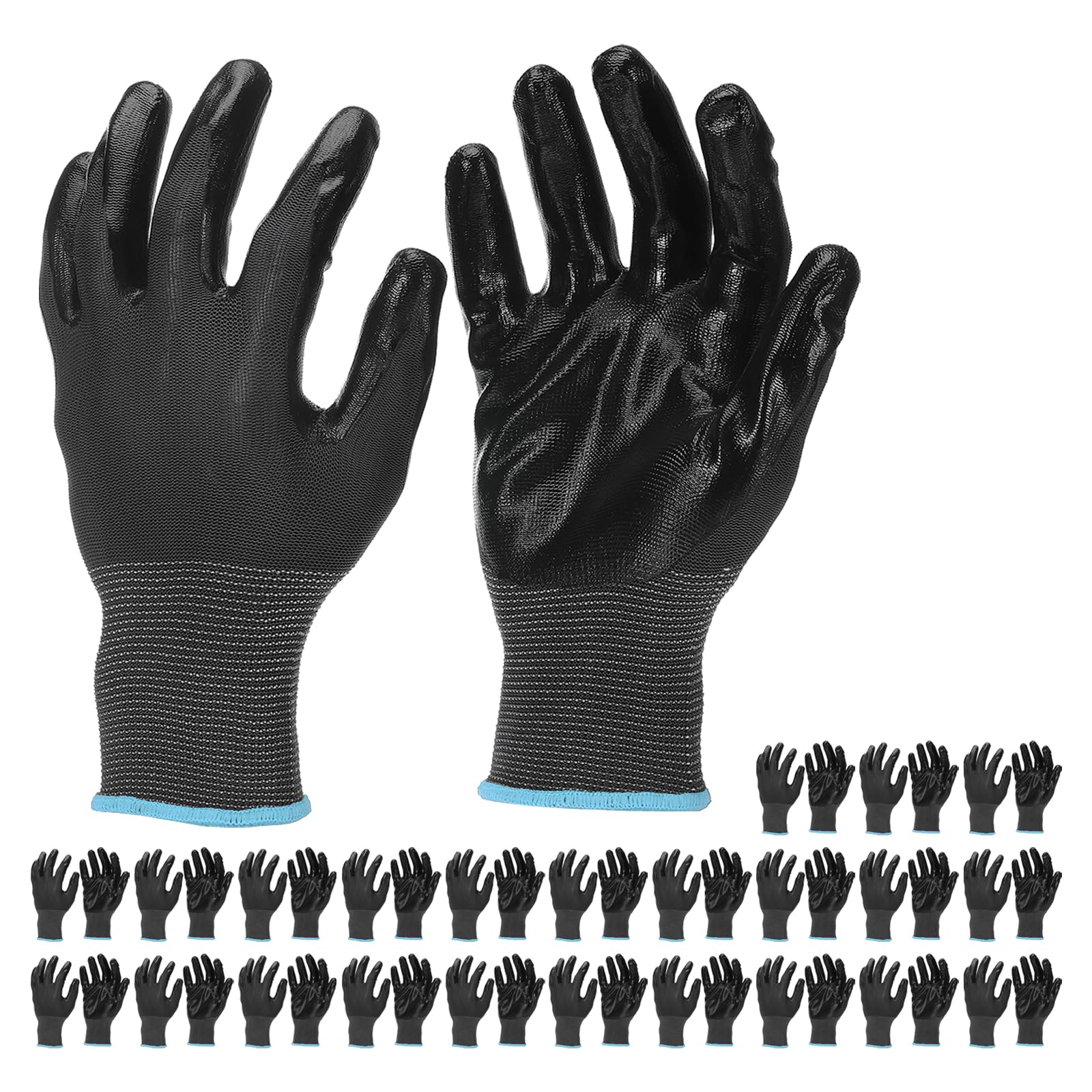 PATIKIL Safety Work Gloves Nitrile Coated, 24 Pair Non-slip Gardening Gloves Seamless Knit Working Gloves with Grip for Women Men Warehouse, Black, X-Large Size