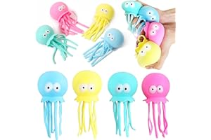 JIAHO 4 Pack Octopus Squishy Stress Balls for Kids and Adults, Sea Animals Squeeze Toys, Dough Ball, Squishy Toys for Kids Party Favors | Colorful Stress Relief Sensory Balls | Octopus Bath Toys