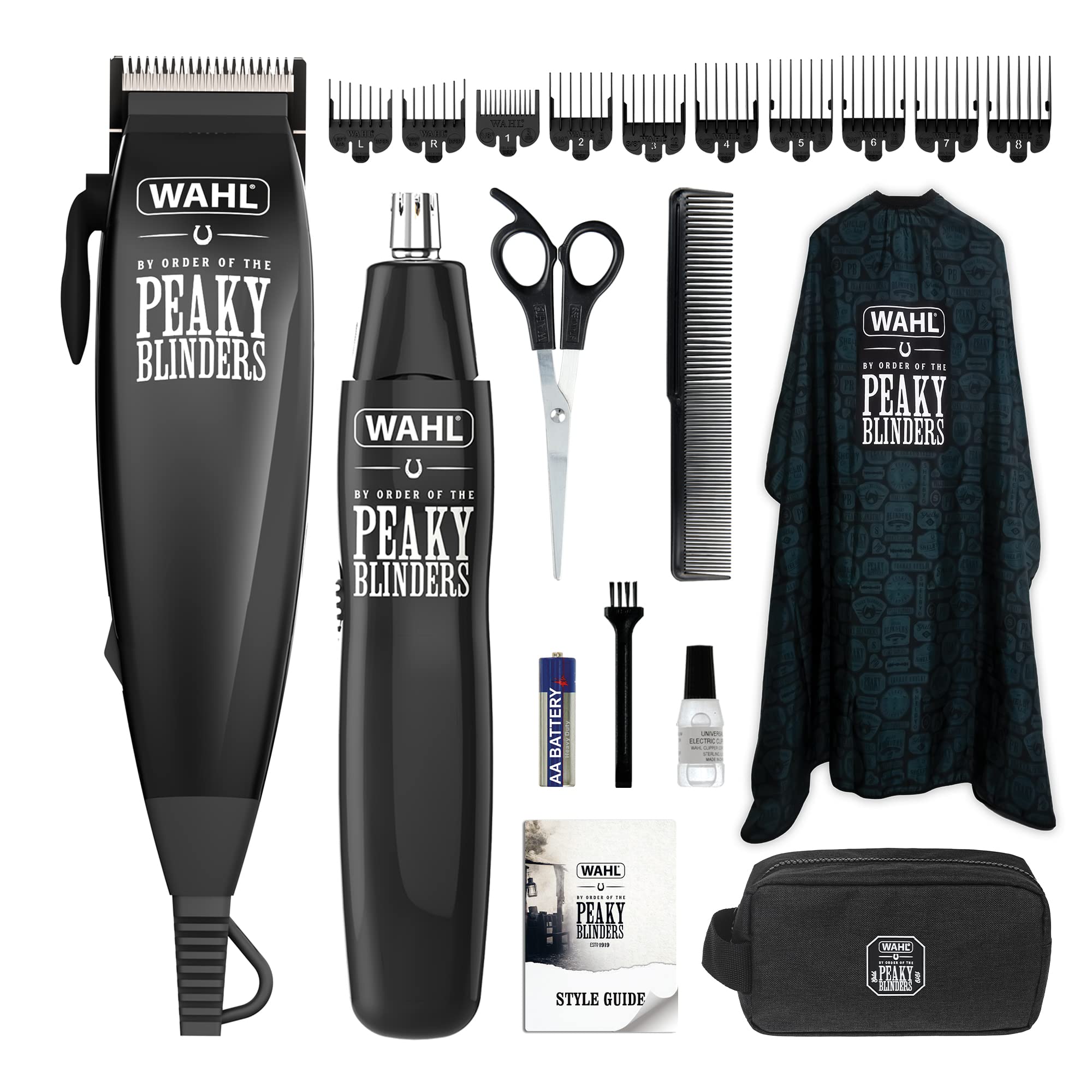Wahl and Peaky Blinders Clipper and Personal Trimmer Gift Set, Corded Hair Clippers for Men, Head Shaver, Nose Trimmer, Hair Removal, Men’s Grooming Kit