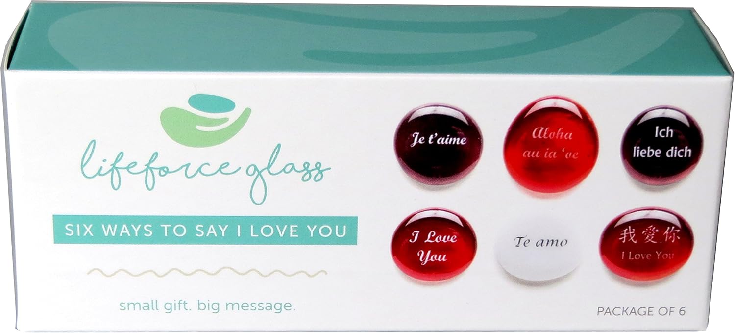 Lifeforce Glass I Love You Glass Stones in Six Languages. Delight Your Beloved. Set of Six in a Deluxe Gift Box: Home & Kitchen