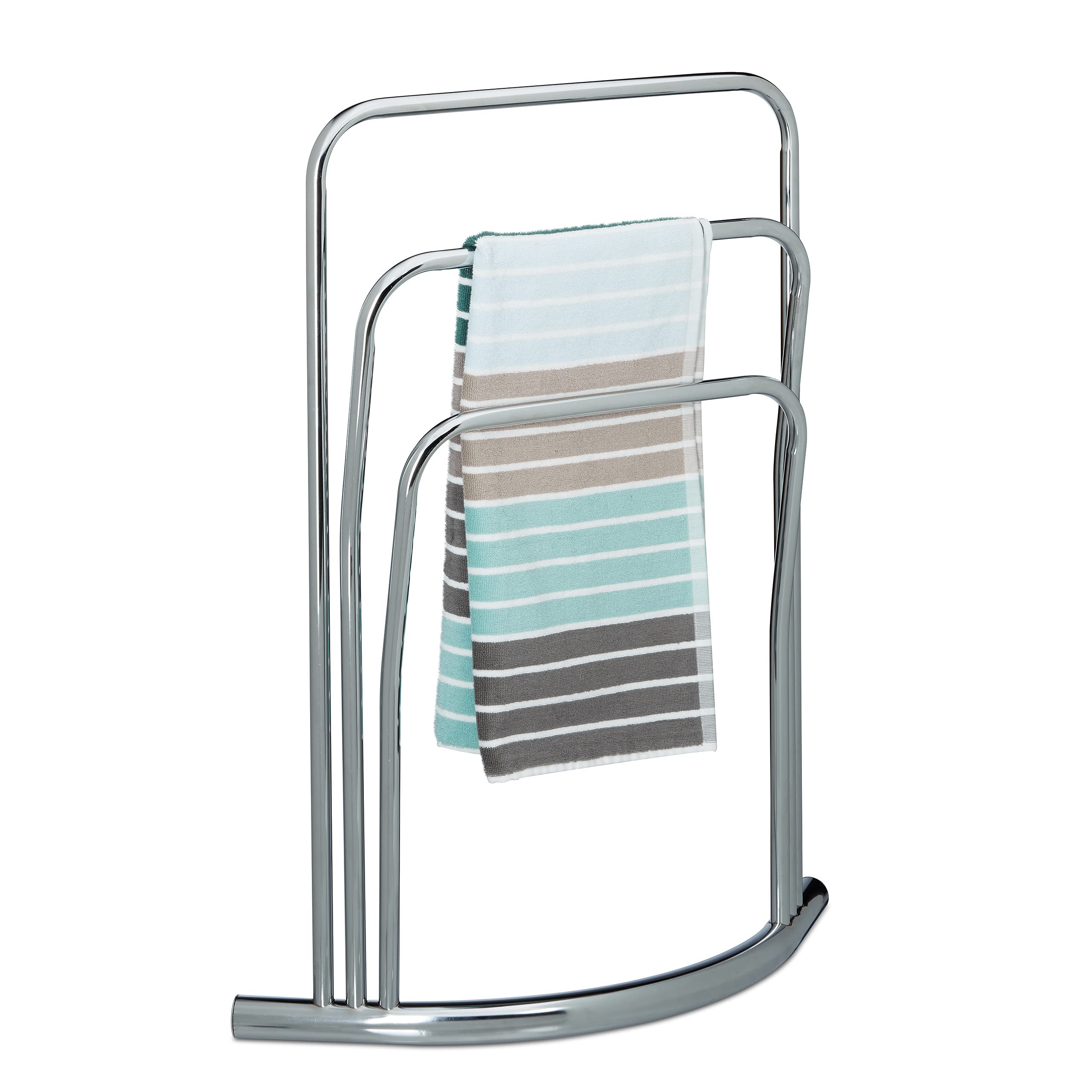 Relaxdays CURVY Towel Rack, Silver, 85 x 66 x 20 cm, Metal