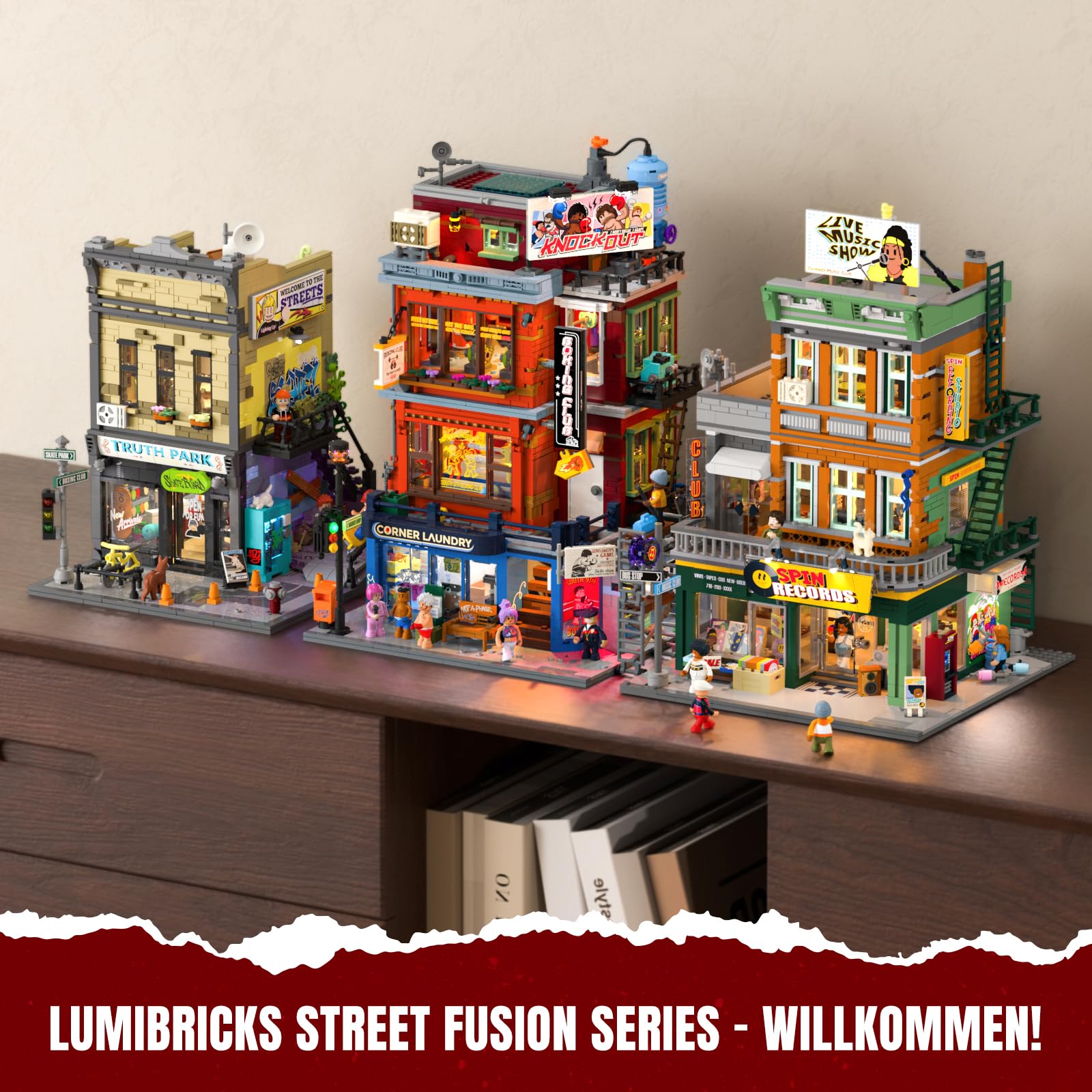 Lumibricks Straßenfusion Boxclub Klemmbausteine mit Licht,City Modular Building, 3036Pcs,mit Fitnessstudio und Boxring mit wechselnden Lichteffekten, Sammlerstück und- Geschenk, 19009 6