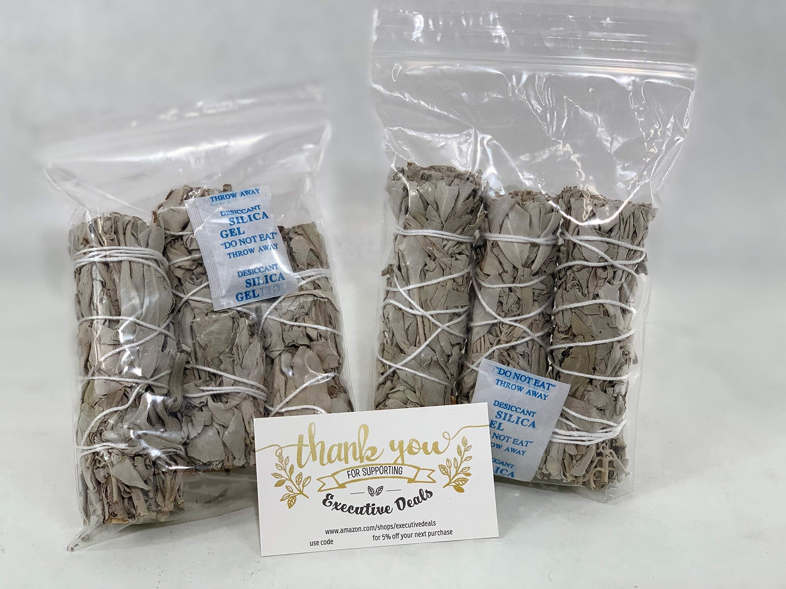 Executive Deals White Sage Smudge Stick 3 Piece, 3+ Inches, Pack of 2