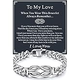 Richsteel Love Kont Bracelet Gift for Men Stainless Steel Infinity Bracelets Love Link Forever Promise Gifts for Father's Day Birthday Anniversary Christmas Valentines Wedding for Him