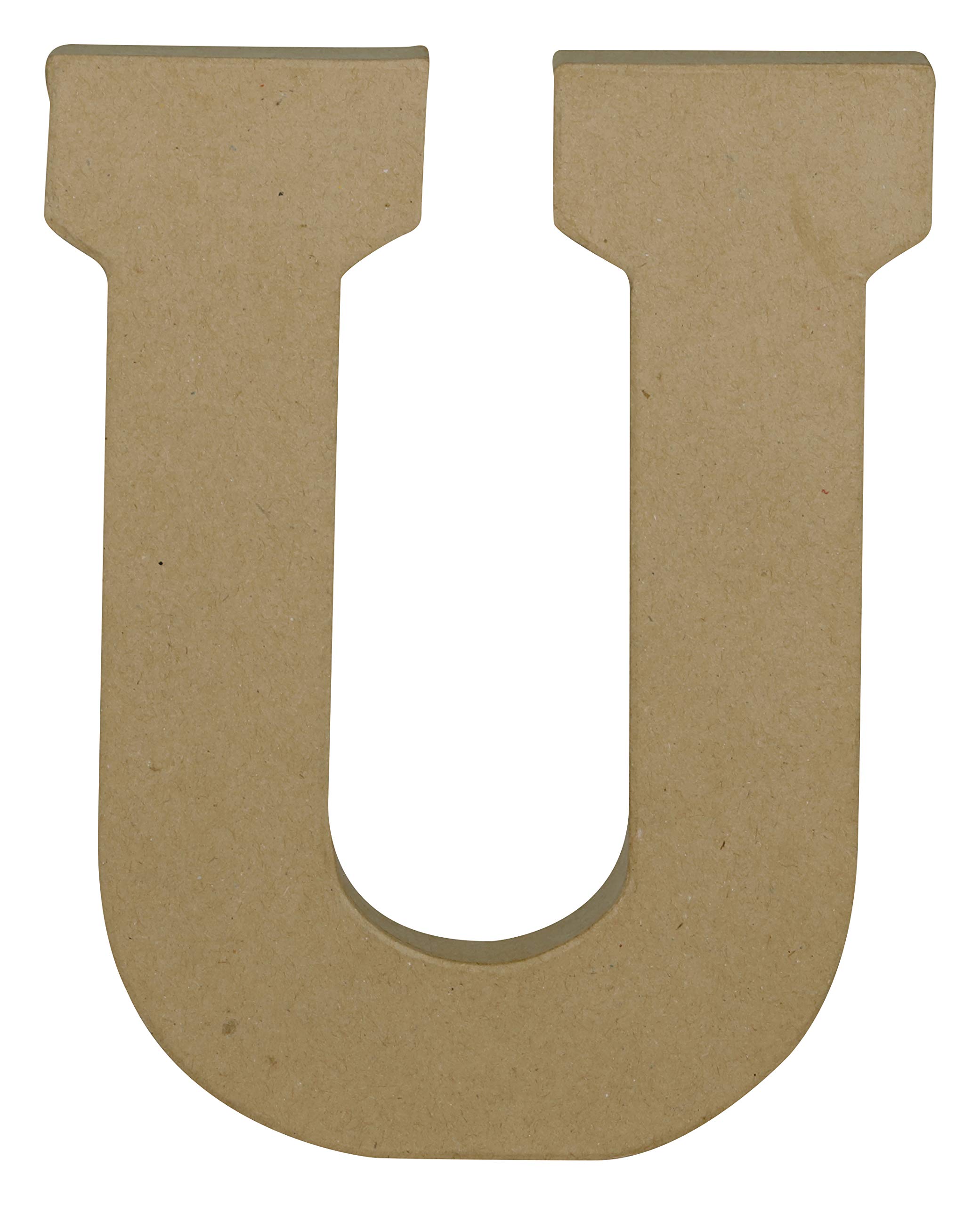 Décopatch - Ref AC872C - Papier-Maché Alphabet - Uppercase Serif Letter "U" - Fun to Decorate Using Décopatch Papers, Glue & Varnish, 15.3 x 16.5 x 2.8cm - Brown
