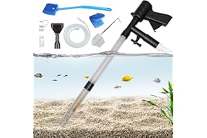 Carefree Fish Aquarium Gravel Cleaner 15~30In with 6Ft Water Hose Fish Tank Water Changer Sand Vacuum with Skimmer Net and Long Handle Sponge Brush Algae Scraper