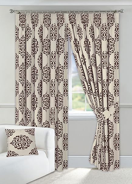 Textiles Direct Grace Brown Lined Half Panama Curtains Pair 90