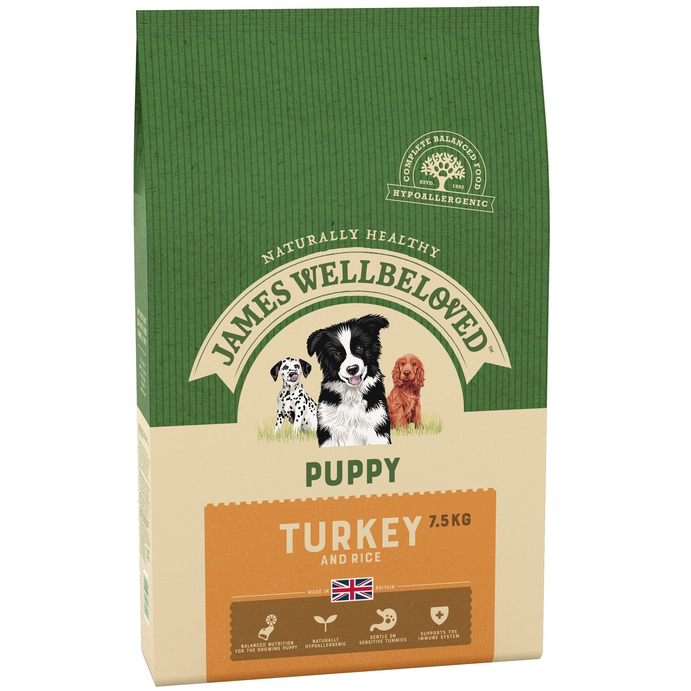 James Wellbeloved Complete Dry Puppy Food Turkey and Rice, 7.5 kg