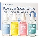 Korean Skin Care Set For Women - Gift For Women Korean Anti Aging Skin Care Products Lifting, Firmness & Hydration Essence, Mask, Booster & Ampoule Set for Radiant Smooth Looking Skin
