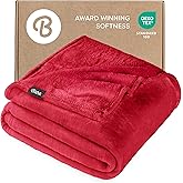 Bare Home Fleece Blanket - Full/Queen - Ultra-Soft Lightweight for Bed, Sofa, and Couch - Luxury Microplush - Cozy Warm Blanket (Full/Queen, Red)
