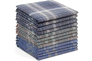 Ohuhu 12Pcs 100% Cotton Men's Handkerchiefs, Pocket Square Handkerchiefs, Ideal Gift Set for Men, Husband and Father