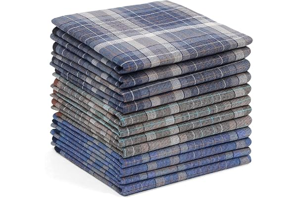 Ohuhu Handkerchiefs Men Cotton, 12PCS Handkerchiefs for Men 100% Cotton Classic Pocket Squares Set, Gift for Father