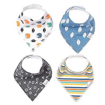 Amazon.com: Juego de 4 baberos para bebé Bandana con diseño ...