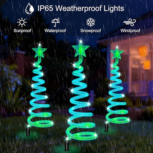 24” CHRISTMAS PATHWAY LIGHTS OUTDOOR, 8 PACK MULTICOLOR 152 LEDS SMART SPIRAL XMAS TREE LIGHT WITH APP&REMOTE, DIY, TIMER, WATERPROOF LED CHRISTMAS OUTDOOR DECORATIONS FOR YARD PATIO WALKWAY (2FT*8)