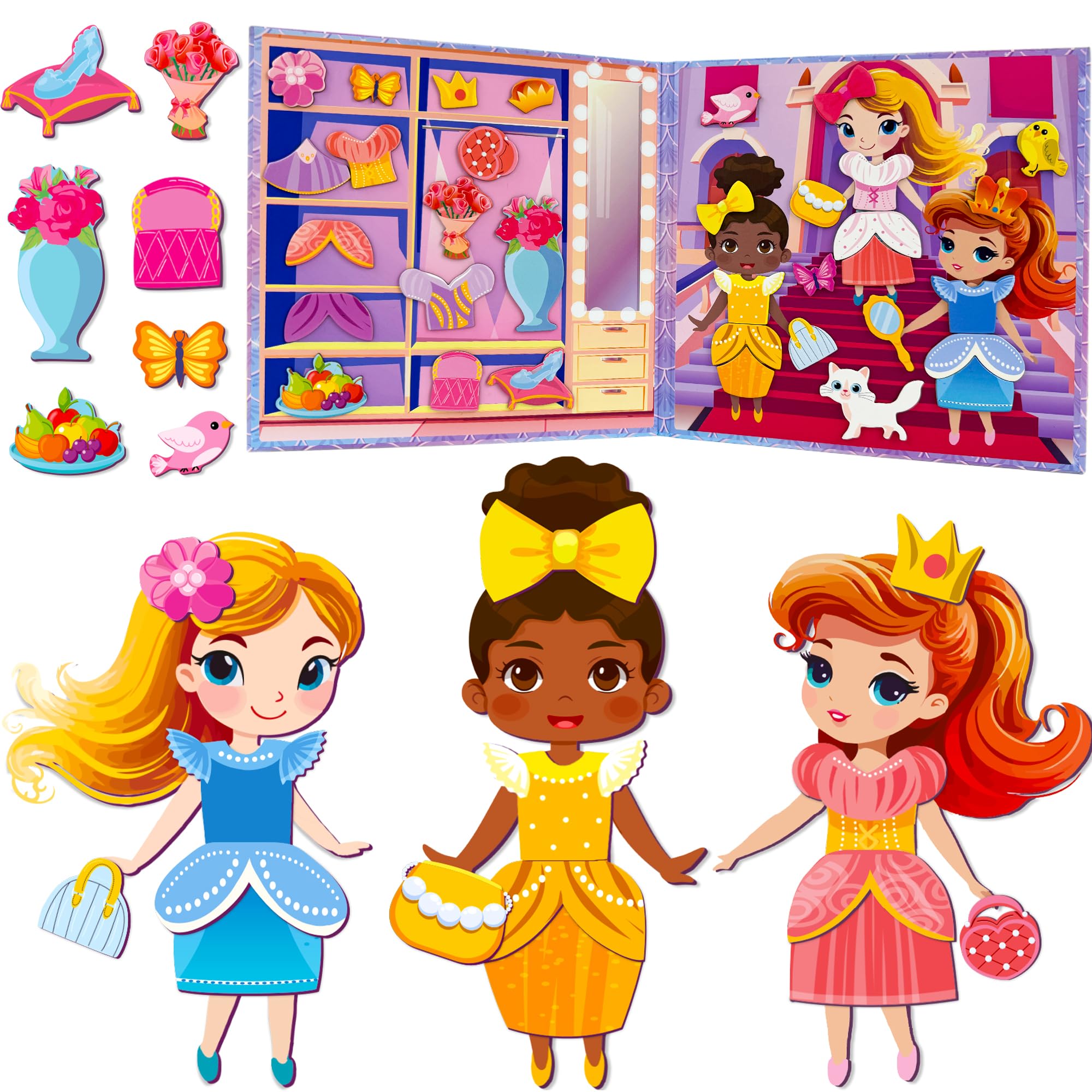 QUOKKA Magnetic Puzzle for 2 3 Year Olds - Travel Toys for Toddlers on Plane Car Ride - Princess Dress-Up Doll Game For Kids - Fun Travel Game for Kids - Gift for Boys and Girls Ages 3 4 5