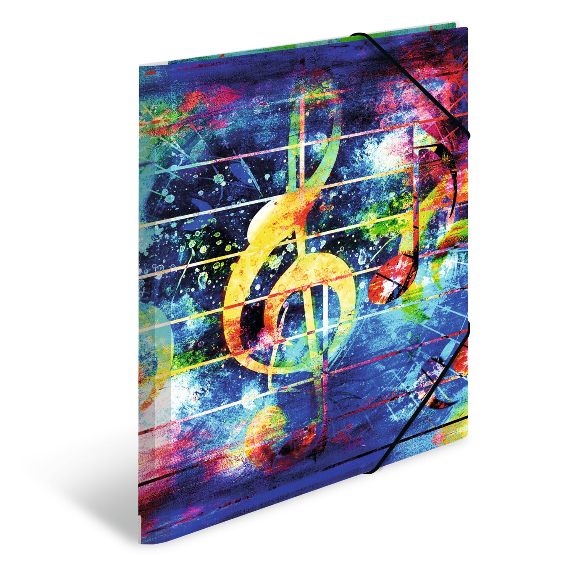 HERMA A4 Music Portfolio Folder, Children's Plastic Corner Folder with Art Motif, Elastic Band, Inner Flaps and Inner Print for Boys and Girls