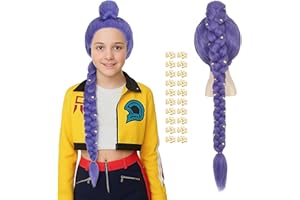 M MISS U HAIR Miss U Hair Extra Long Purple Braided Cosplay Wig for Small Head 33.5inch Long Purple Braided Ponytail Hair Wigs for Halloween Costume