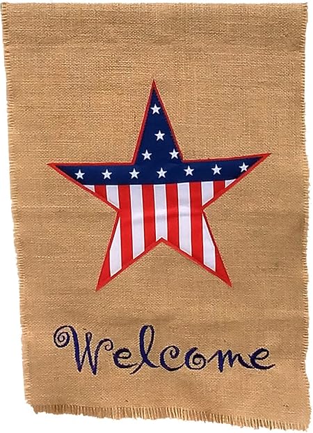 Amazon Com Giftwrap Etc Patriotic Burlap Welcome House Flag