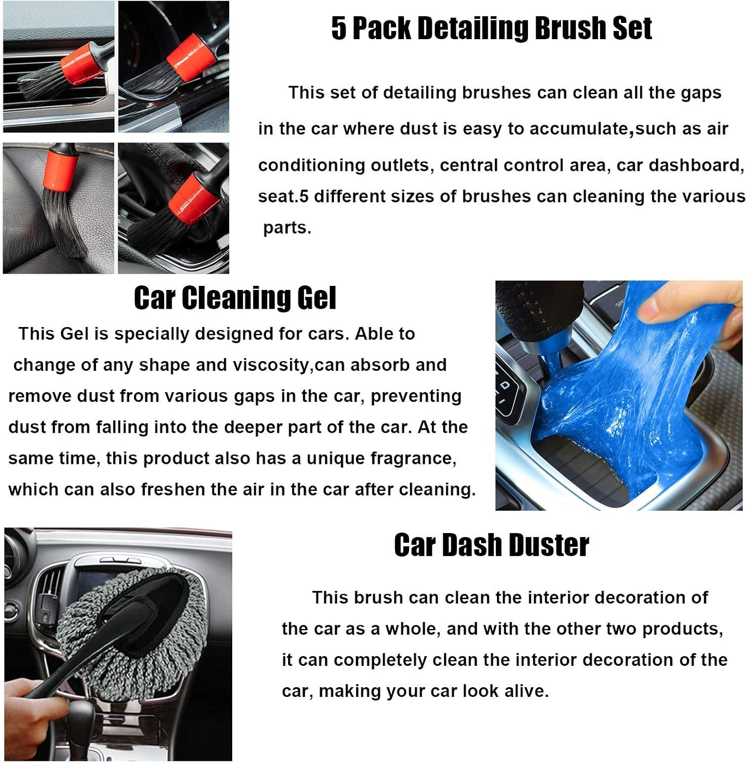 14 Pcs Car Wash Kit,ELAMSICO Car Cleaning Kit Interior and Exterior,Car Accessories-Detailing Brush,Cleaning Gel,Microfiber Cleaning Cloth,Car Wash Mitt,Duster, Squeegee,Tire Brush-Sturdy Storage Box: Automotive