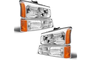 AS Headlight Assembly for 2003 2004 2005 2006 Chevy Silverado/ 03 04 05 06 Avalanche 1500 2500 3500 Headlights Driver and Pas