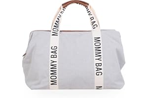 Childhome Signature Mommy Bag, Sporty Diaper Bag, Water Repellant Tote Bag, Large Diaper Bag, Baby Essentials Travel Bag, Hospital Bags for Labor and Delivery (Off White)