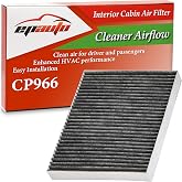 EPAuto CP966 (CF11966) Cabin Air Filter Replacement for Chevrolet and GMC | Nissan Micra, NV200, Versa, Versa Note, March, Note, Chevrolet City Express includes Activated Carbon