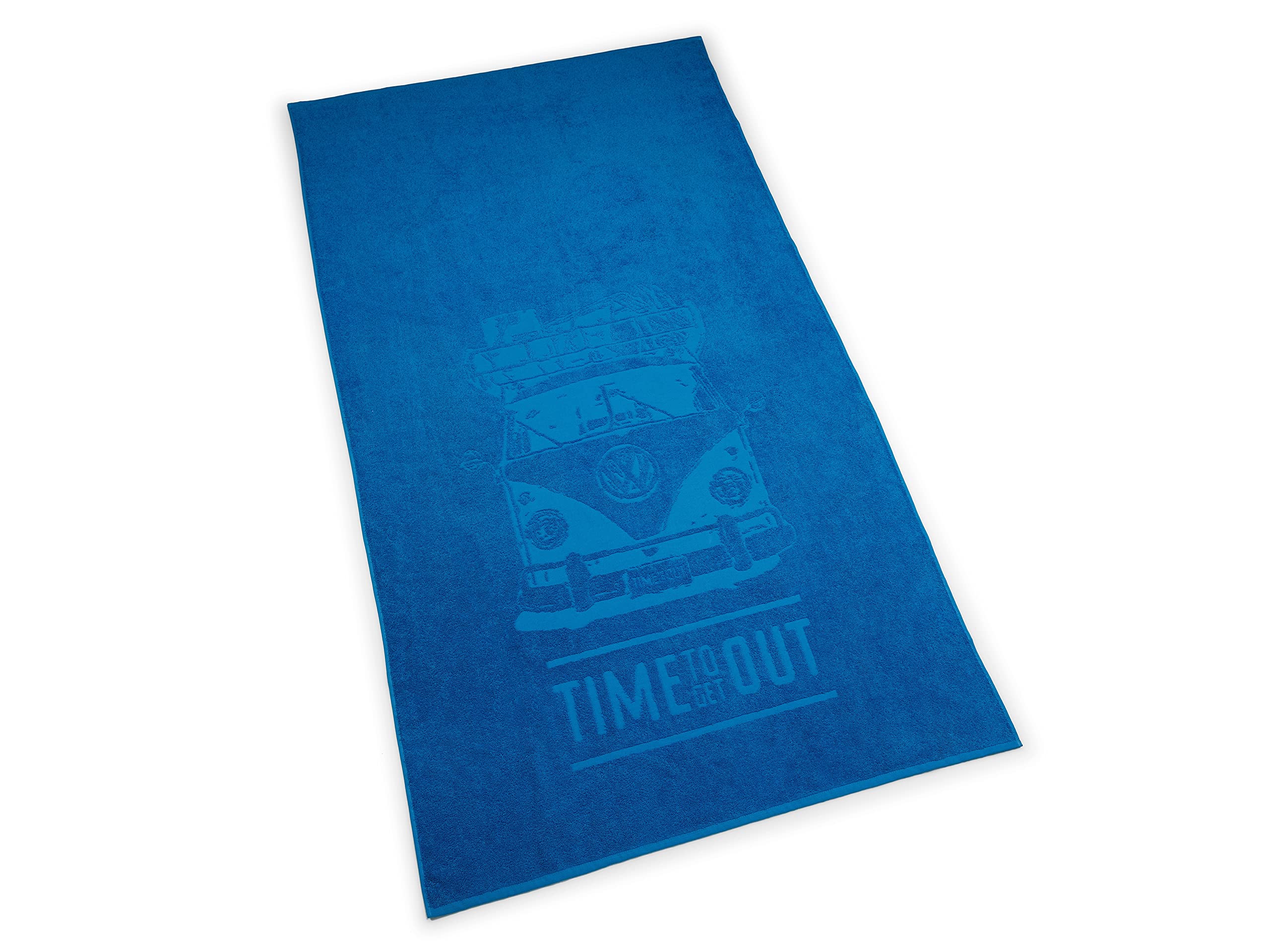 Volkswagen 7E9084500 Beach Towel Bulli T1 Motif Time to Get Out Beach Towel 180 x 100 cm Bath Towel Bath Sheet Blue