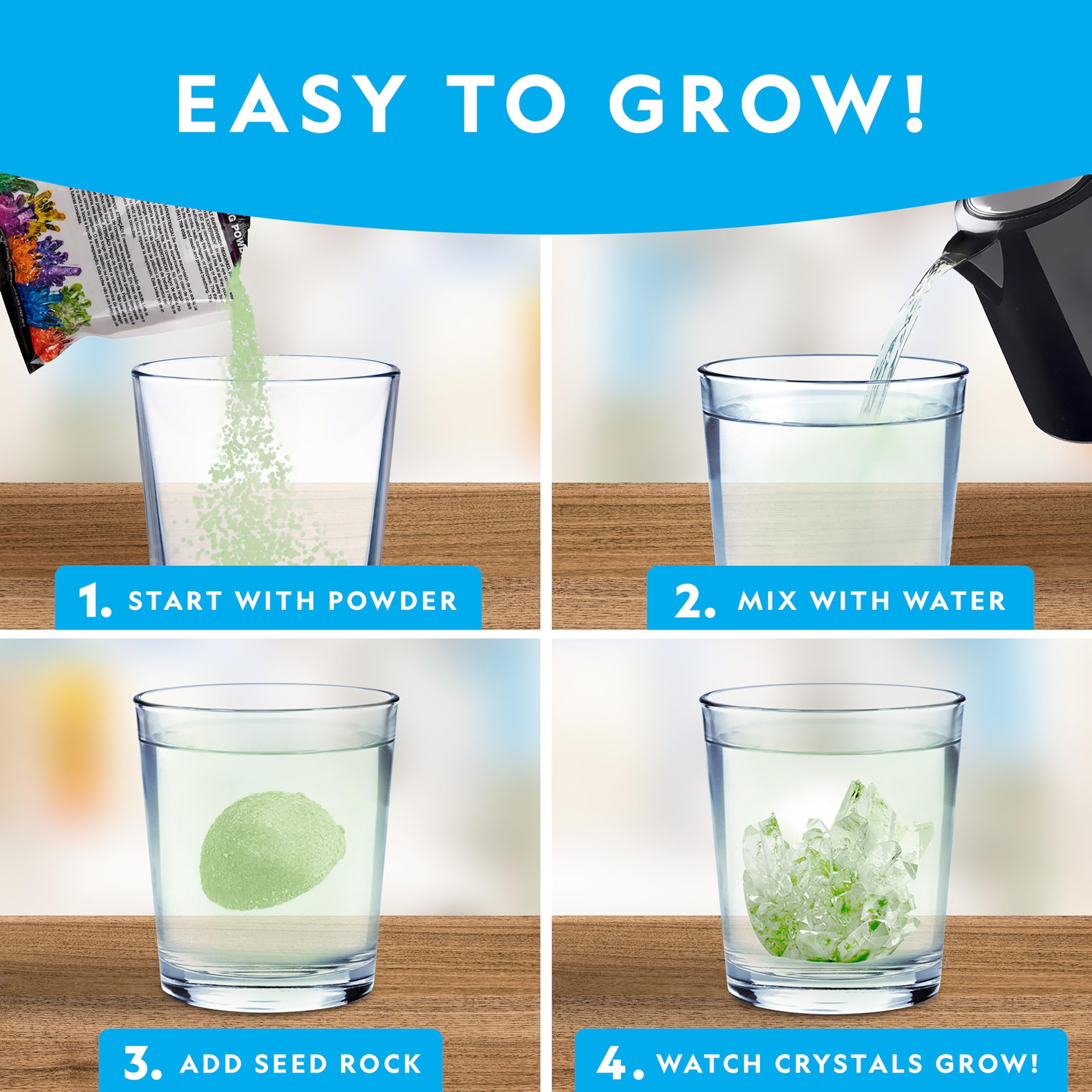 National Geographic Jumbo Crystal Growing Kit - Grow Your Own Giant Glow in The Dark Crystal in a Few Days with This Crystal Making Kit, Science Kit, Grow Crystals for Kids (Amazon Exclusive)