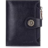 HKCLUF Wallet Women,Small Genuine Leather Bifold Wallet Womens,RFID Blocking Wallet for Women Card Holder Purse With Removable ID Window(darkblue)
